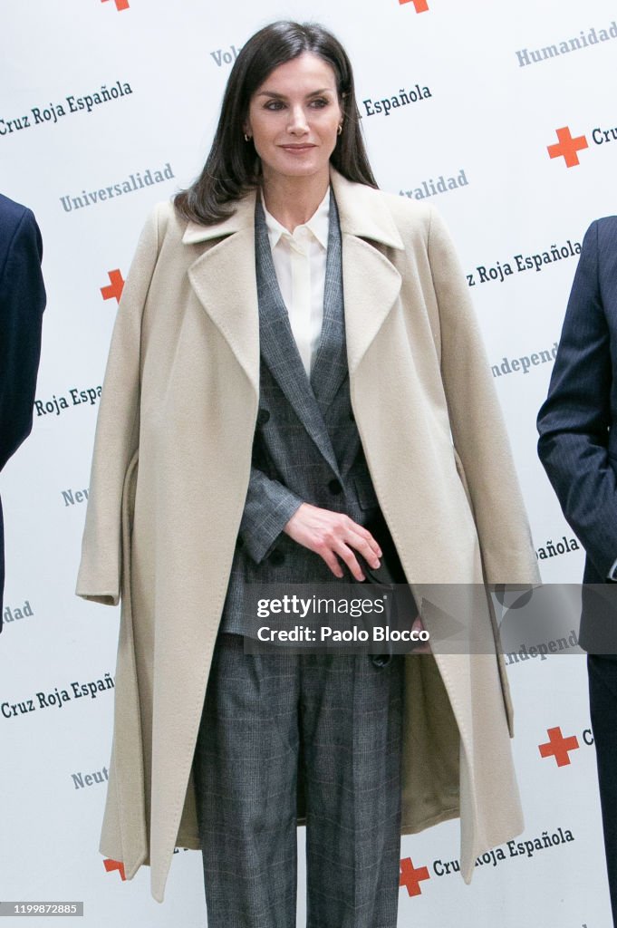 Queen Letizia Of Spain Attends A Meeting At Red Cross Headquarters