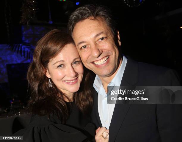 Laura Linney and husband Marc Schauer pose at the opening night after party for the new play "My Name Is Lucy Barton" on Broadway at The Copacabana...