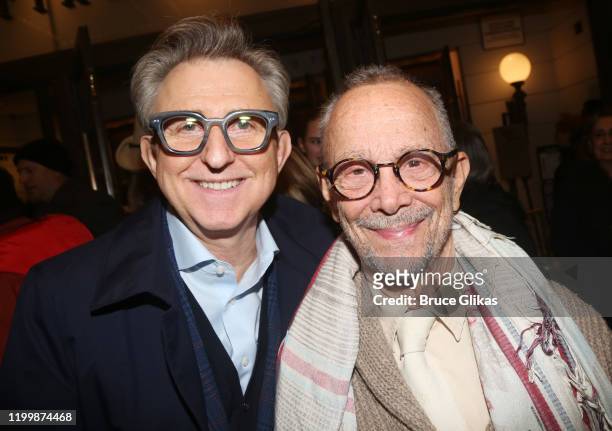 Thomas Schumacher and Joel Grey pose at the opening night of the new play "My Name Is Lucy Barton" on Broadway at The Samuel J. Friedman Theatre on...