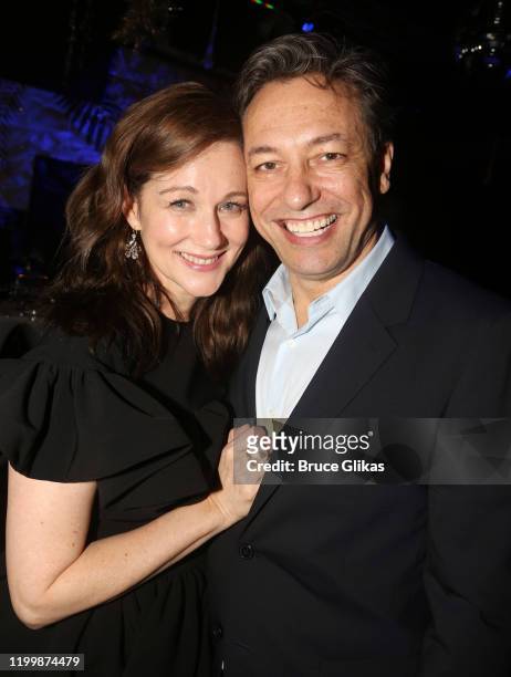 Laura Linney and husband Marc Schauer pose at the opening night after party for the new play "My Name Is Lucy Barton" on Broadway at The Copacabana...