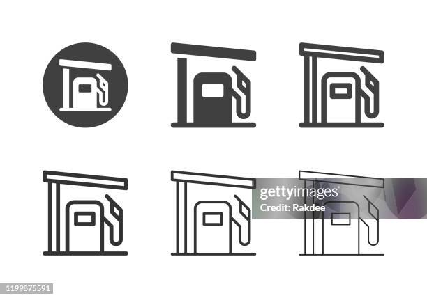 gas station icons - multi series - oil rig worker stock illustrations