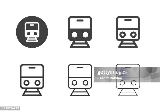 electric train icons - multi series - tourist train stock illustrations