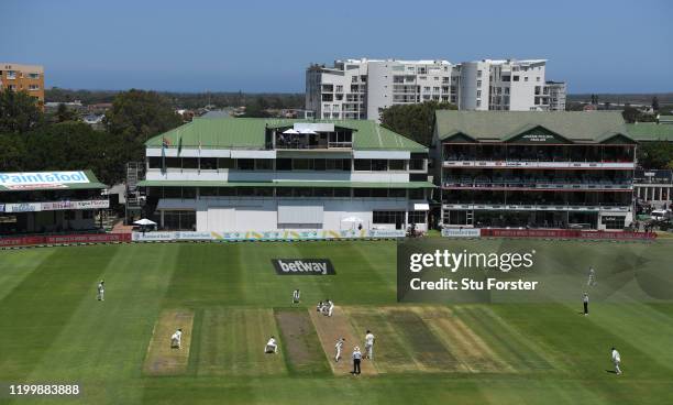 General view of play during Day One of the Third Test between England and South Africa at St George's Park on January 16, 2020 in Port Elizabeth,...