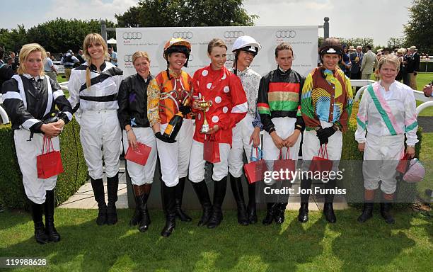 Daisy Trayford, Delfina Figueras, Laura Bechtolsheimer, Kate Reardon, Edie Campbell, Sara Cox, Francesca Cumani and Clare Milford-Haven attend Ladies...