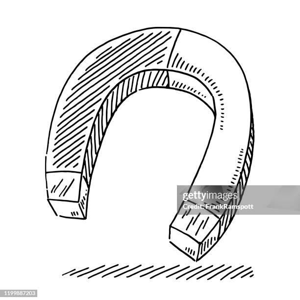 ilustrações de stock, clip art, desenhos animados e ícones de horseshoe magnet symbol drawing - íman em forma de ferradura