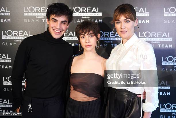 Actor Oscar Casas and actresses Greta Fernandez and Marta Nieto , nominated to Feroz Awards, attends a presentation by GLAM team L'Oreal ahead of the...