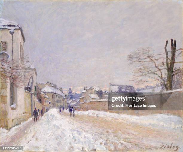 Rue Eugène Moussoir at Moret: Winter, 1891. Artist Alfred Sisley.