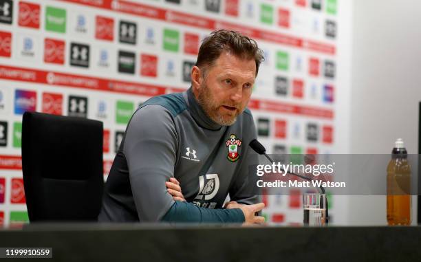 Manager Ralph Hasenhuttl during a Southampton FC press conference at the Staplewood Campus on January 16, 2020 in Southampton, England.