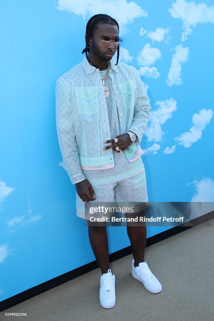 Rapper Pop Smoke attends the Louis Vuitton Menswear Fall/Winter