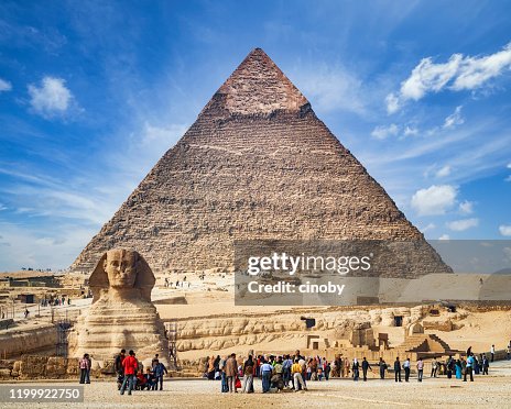 The Pyramid of Khafre and the Great Sphinx of Giza - Cairo - Egypt