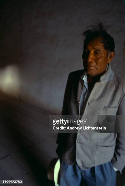 Tarahumara elder Fidel Torres Valdenegro grieves for his son who was murdered by narco traffickers, May of 1998, in the Sierra Tarahumara Mountains,...