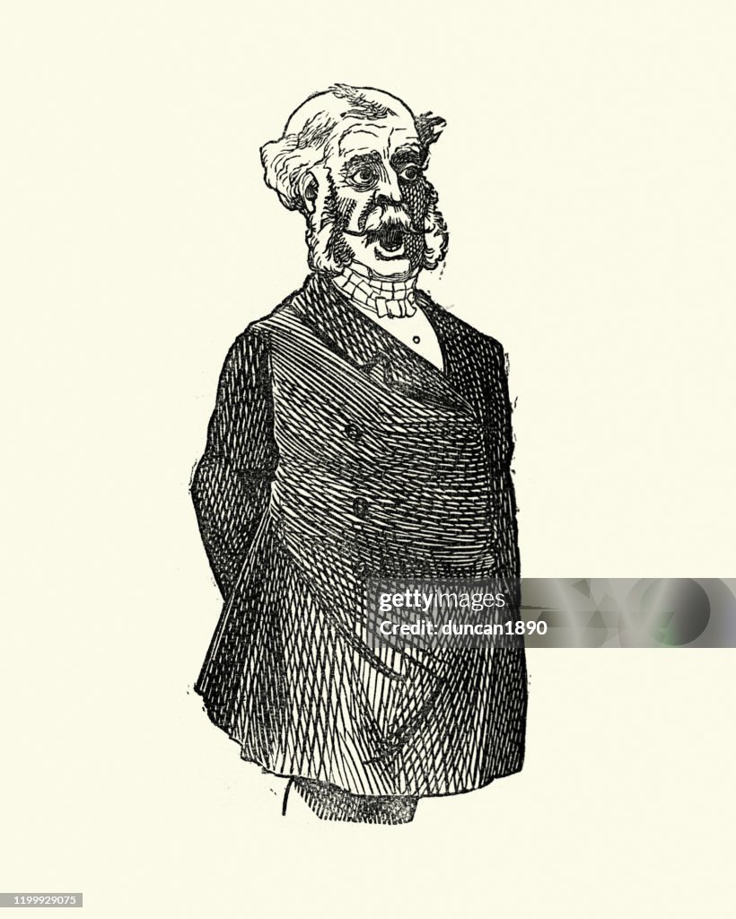 Vieux monsieur pompeux, personnages victoriens de Londres, années 1850