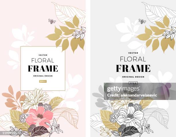 stockillustraties, clipart, cartoons en iconen met moderne floral frame - bloemenmotief