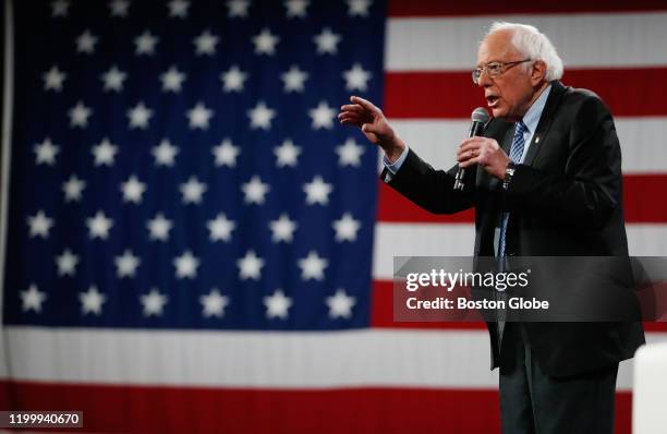 Senator Bernie Sanders speaks at the Our Rights, Our Courts Forum at New Hampshire Technical Institute in Concord, NH on Feb. 8 three days before the...