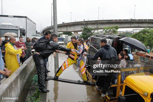 Heavy rain hit the city of Sao Paulo, causing flooding leaving several people stranded, on February 10, 2020. According to the Climate Emergency...