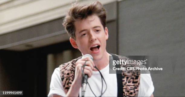 The movie "Ferris Bueller's Day Off", written and directed by John Hughes. Seen here, Matthew Broderick as Ferris Bueller. Initial theatrical release...