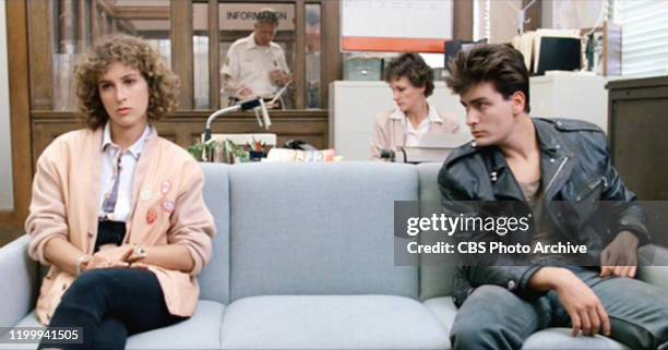 The movie "Ferris Bueller's Day Off", written and directed by John Hughes. Seen here from left, on couch, Jennifer Grey as Jeanie Bueller and Charlie...