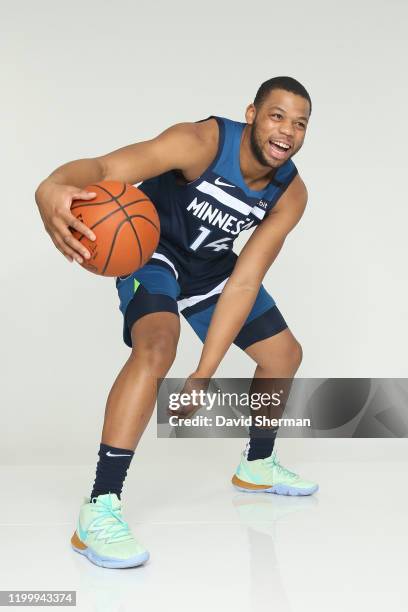 Omari Spellman of the Minnesota Timberwolves poses for a portrait on February 8, 2020 at Target Center in Minneapolis, Minnesota. NOTE TO USER: User...