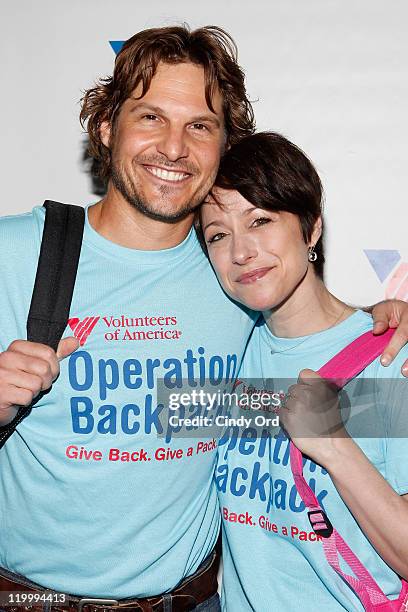 Television personalities Barry Wood and Paige Davis attend 2011 Operation Backpack's "Sort Day" at a Private Location on July 28, 2011 in New York...