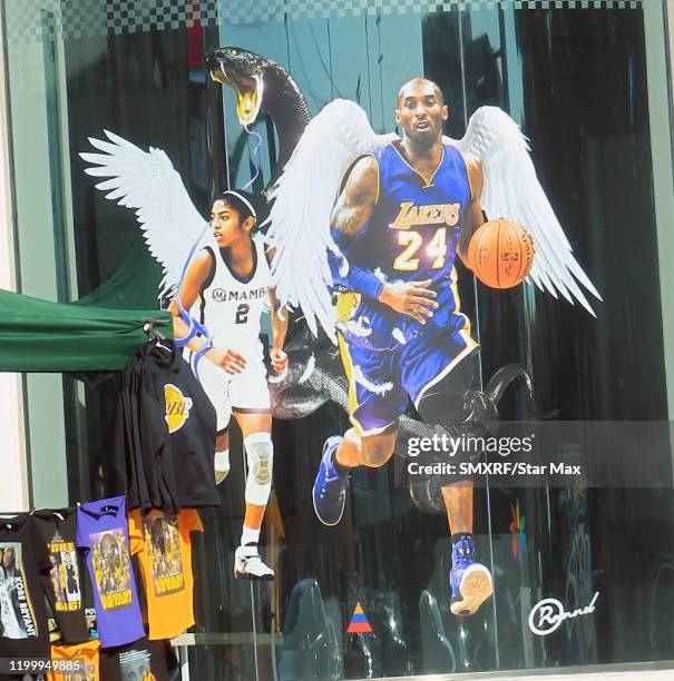 Kobe Bryant and Gigi Bryant Tribute is seen on February 10, 2020 in Los Angeles, California.