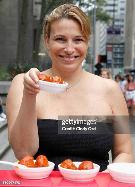 Celebrity chef Donatella Arpaia launches her second meatball food truck on July 28, 2011 in New York City.