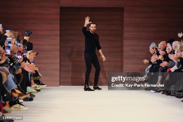 Designer Mike Amiri walks the runway during the Amiri Menswear Fall/Winter 2020-2021 show as part of Paris Fashion Week on January 16, 2020 in Paris,...