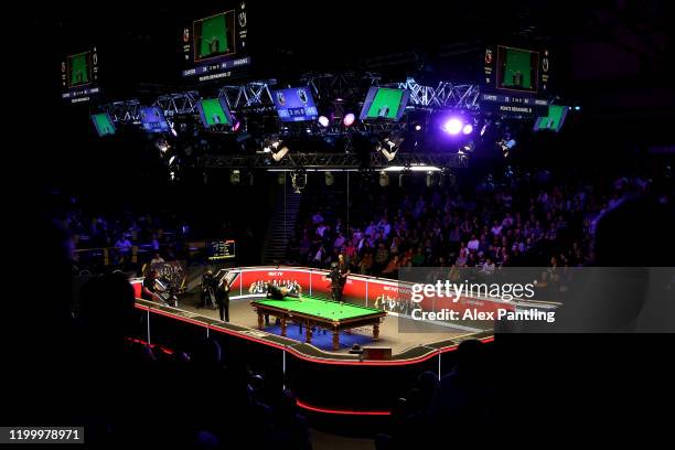 General view during the quarter-final match between Ali Carter of England and John Higgins of Scotland on day five of the 2020 Dafabet Masters at...