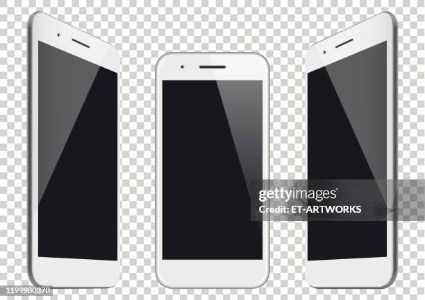 realistic mobile phone perspective angle view - plus key stock illustrations