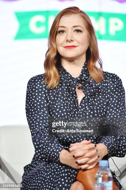 Alyson Hannigan of "Girl Scout Cookie Championship" speaks during the Food Network segment of the 2020 Winter TCA Press Tour at The Langham...