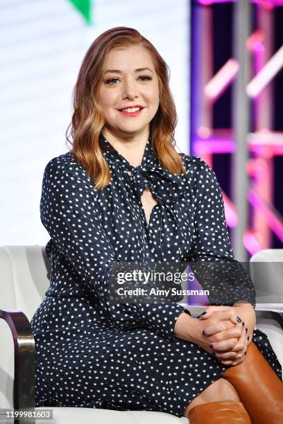 Alyson Hannigan of "Girl Scout Cookie Championship" speaks during the Food Network segment of the 2020 Winter TCA Press Tour at The Langham...