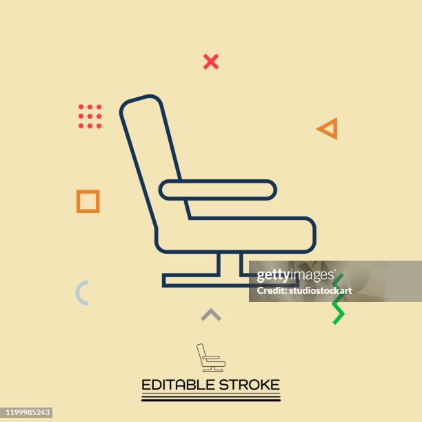 flugzeugsitz vektor-symbol. bearbeitbarer strich - chaise stock-grafiken, -clipart, -cartoons und -symbole