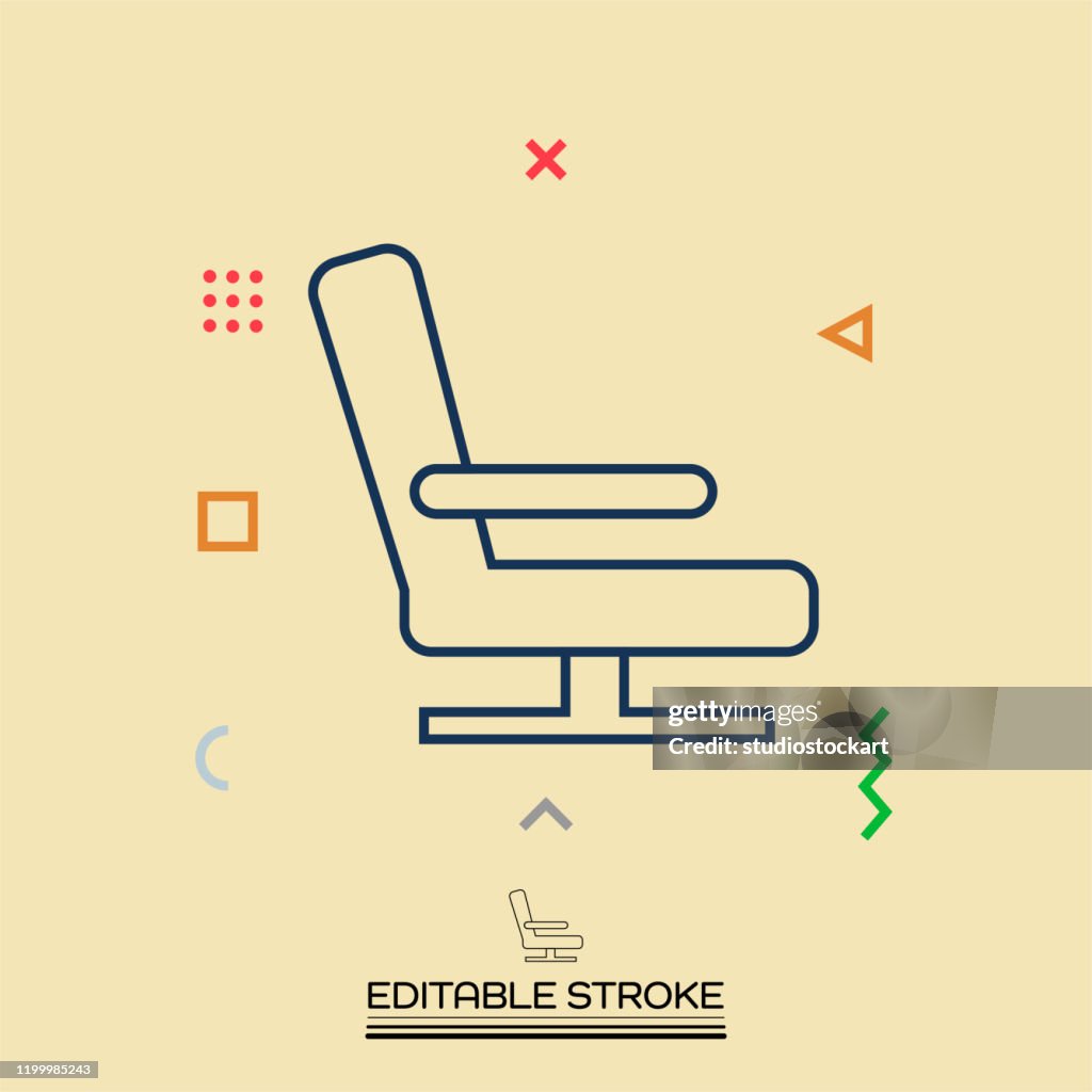 Icono vectorial de asiento de avión. Trazo editable