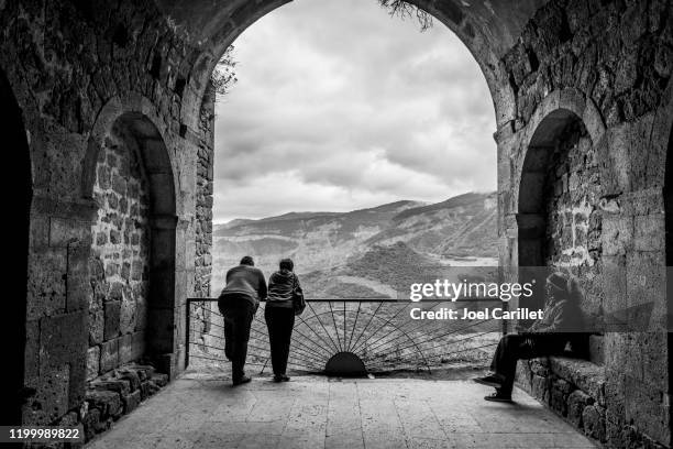 looking at landscape from tatev monastery in armenia - armenian church stock pictures, royalty-free photos & images