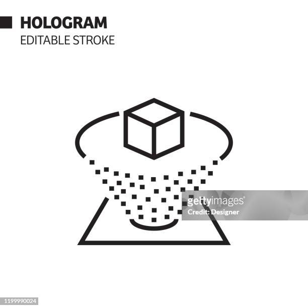 hologram line icon, outline vector symbol illustration. pixel perfect, editable stroke. - hologram stock illustrations