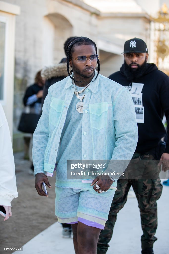 Pop Smoke, wearing a Louis Vuitton white top with matching jacket and  News Photo - Getty Images