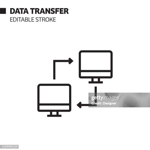 data transfer line icon, outline vector symbol illustration. pixel perfect, editable stroke. - cloud technology logo stock illustrations