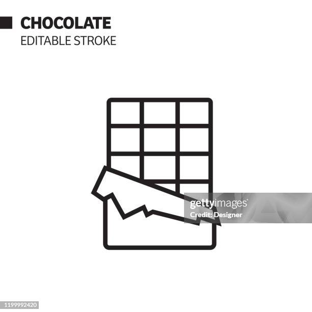 ilustrações, clipart, desenhos animados e ícones de ícone da linha da barra de chocolate, ilustração do símbolo do vetor do esboço. pixel perfeito, curso editável. - barra de chocolate