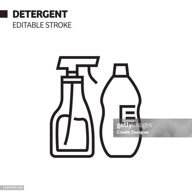 detergent line icon, outline vector symbol illustration. pixel perfect, editable stroke. - cleaning product icon stock illustrations