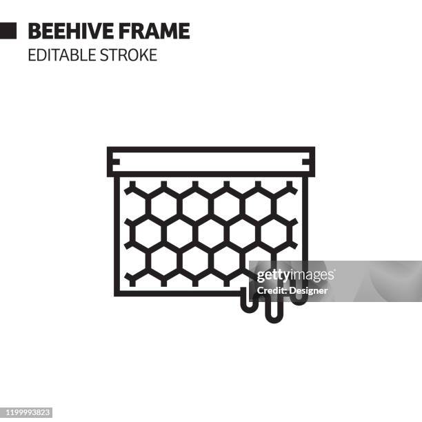 beehive frame line icon, outline vector symbol illustration. pixel perfect, editable stroke. - bee keeper stock illustrations