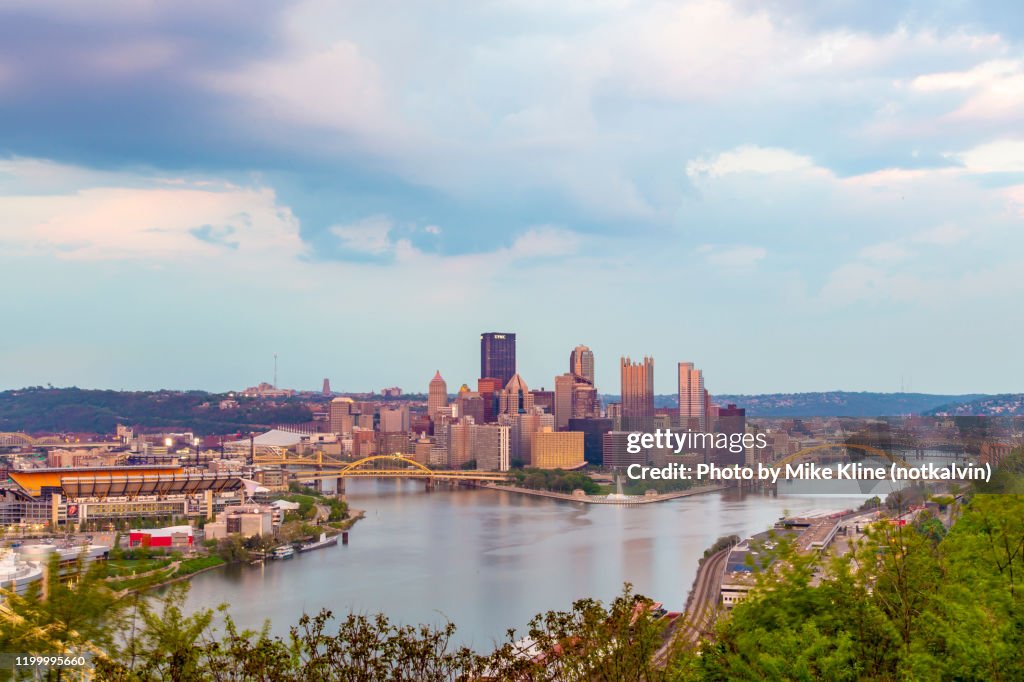 Downtown Pittsburgh and the surrounding area.