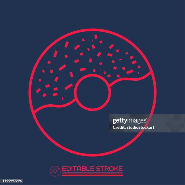 ilustrações de stock, clip art, desenhos animados e ícones de donat line icon.editable stroke - pixel love