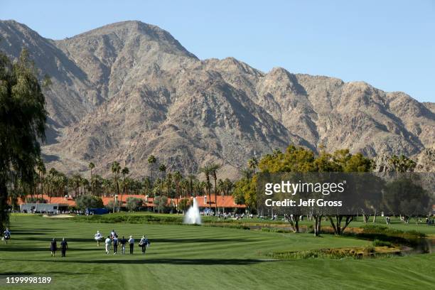 General view of the ninth hole during the first round of The American Express tournament at La Quinta Country Club on January 16, 2020 in La Quinta,...
