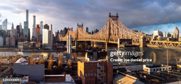 sunset, ed koch queensboro bridge, new york city, new york, america - クイーンズボロ橋 ストックフォトと画像