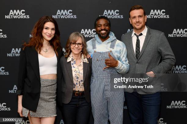 Eve Lindley, Sally Field, André Benjamin and Jason Segel of 'Dispatches from Elsewhere' attend the AMC Networks portion of the Winter 2020 TCA Press...