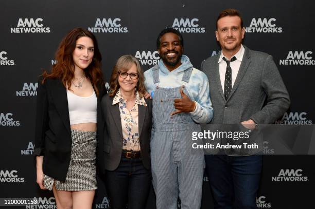 Eve Lindley, Sally Field, André Benjamin and Jason Segel of 'Dispatches from Elsewhere' attend the AMC Networks portion of the Winter 2020 TCA Press...