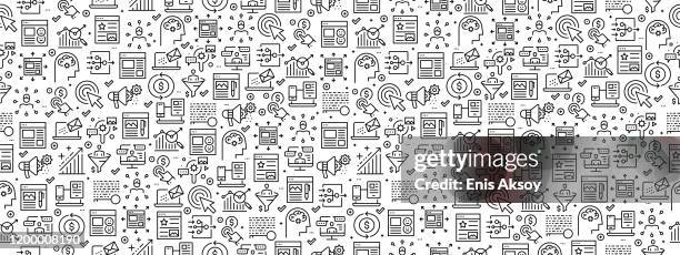 seamless pattern with inbound marketing icons - digital marketing technology stock illustrations