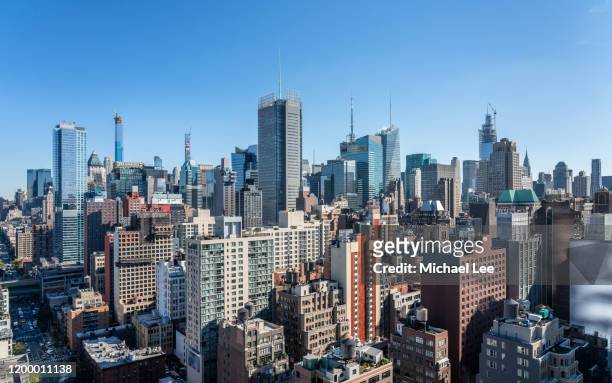 high angle view of midtown manhattan - new york - chelsea new york fotografías e imágenes de stock