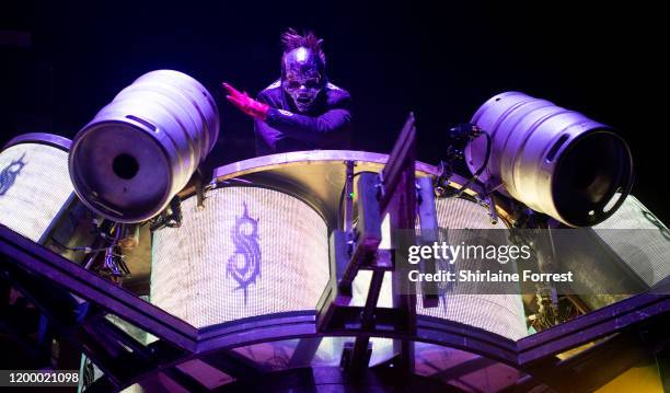 Sid Wilson of Slipknot performs at Manchester Arena on January 16, 2020 in Manchester, England.