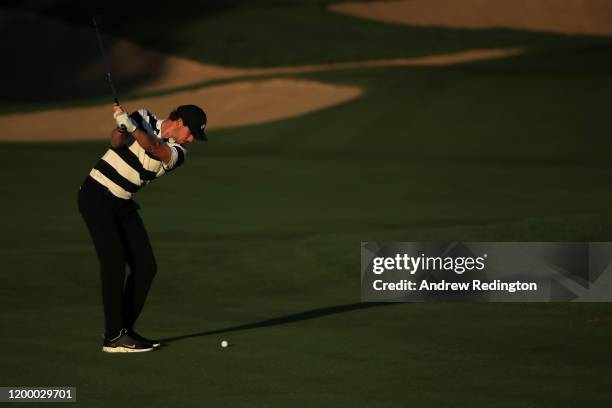 Thomas Pieters of Belgium plays his second shot on the eleventh during Day Two of the Abu Dhabi HSBC Championship at Abu Dhabi Golf Club on January...