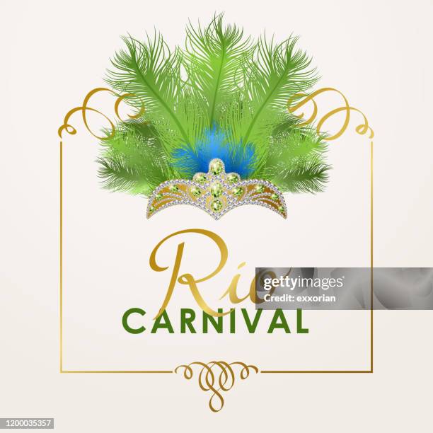 rio karneval kopfschmuck - feder stock-grafiken, -clipart, -cartoons und -symbole